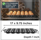 Wrenbury 24-Cup Mini Muffin Pan - PFOA-Free Non-Stick, Premium Carbon Steel, 1.8" Cups, Dishwasher Safe