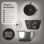 COOK WITH COLOR Stainless Steel Salad Spinner - 5 Qt. Lettuce Washer And Vegetable Spinner Dryer for Easy Salad Prep - Non Slip Base with Pull Handle - Auto Stop Brake System, Stain and Odor Resistant