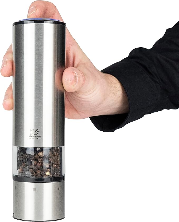 u'Select electric salt and pepper mills in stainless steel, 20 cm