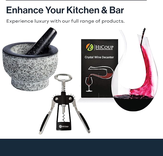 Hicoup Wine Opener - Professional Corkscrews for Wine Bottles w/Foil Cutter and Cap Remover - Manual Wine Key for Servers, Waiters, Bartenders and Home Use - Stainless Steel w/Ying Yang Resin Inlay