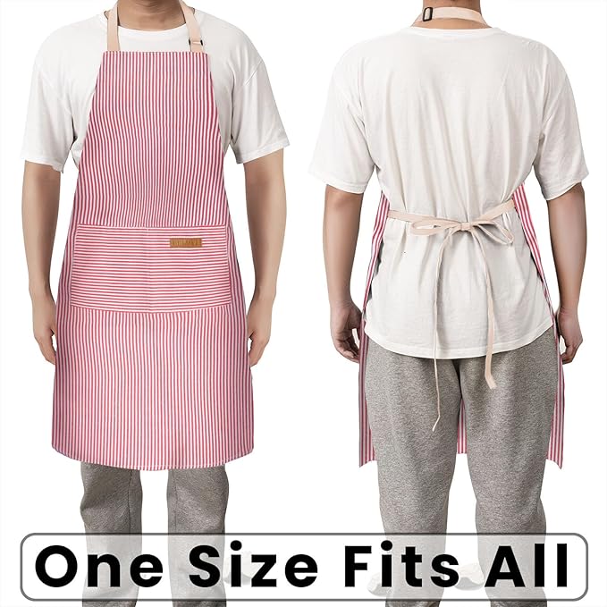 BeLuyi 2 Pack Adjustable Bib Apron with 2 Pockets Chef Cooking Kitchen Restaurant Aprons for Women Men