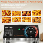 OSTBA Electric Deep Fryer with Basket, 20.7QT Large Commercial Deep Fryer, 3200W Stainless Steel Countertop Fryer with Adjustable Temperature 140–390℉, Removable Basket & Oil Tank