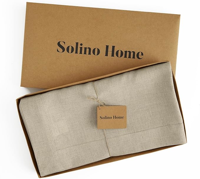 Solino Home Natural Linen Tablecloth 60 x 144 Inch - 100% Pure Linen Table Cloth for Rectangle Tables - Fete, Machine Washable Tablecloth for Christmas, Holiday, New Year
