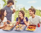 DELLING 16 Inch Large Serving Platter Set of 3, White Porcelain Platters for Serving Food - Rectangular Serving Trays for Party Entertaining, Oven Safe to 590°F, Dinnerware