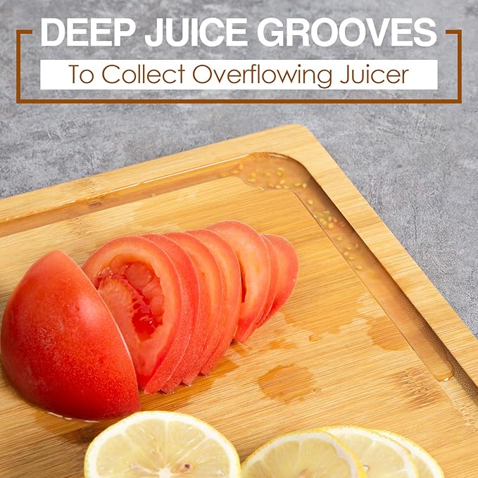 3XLarge Cutting Board, 24" Bamboo Cutting Boards for Kitchen with Juice Groove and Handles Kitchen Chopping Board for Meat Cheese board Heavy Duty Serving Tray, 3XL, Empune