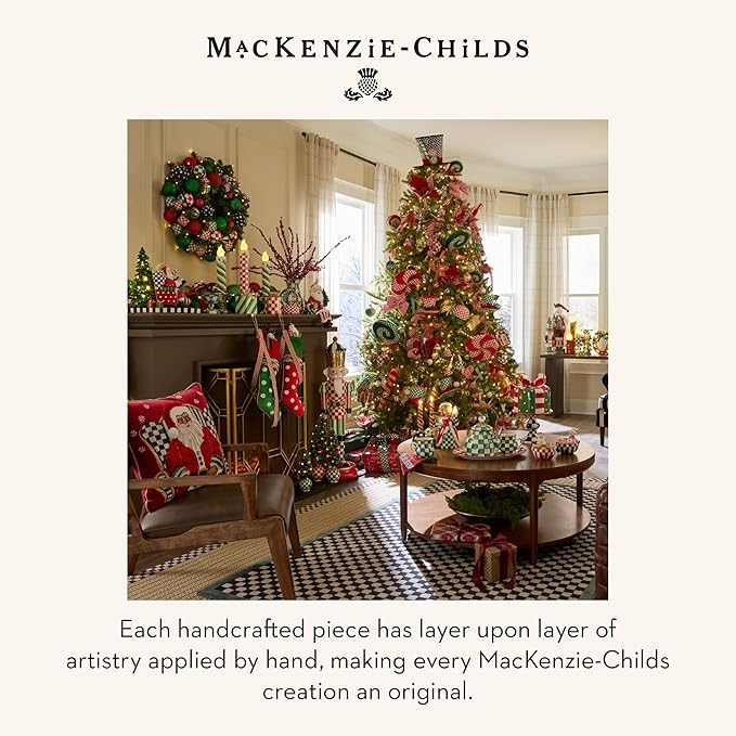 MACKENZIE CHILDS Snow Globe, Christmas Decor for Living Room, Santa & Rudolph
