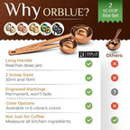 Orblue Premium Coffee Scoop Set - 1 Tbsp (15ml) & 2 Tbsp (30ml) Measuring Tablespoon - Stainless Steel Coffee Measuring Spoon and Scooper with Long Handles - Pack of 2 - Rose Gold