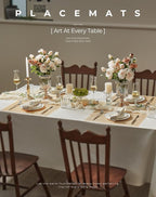 Leetaltree Luxury Gold Sequin Placemats Set of 8 - Waterproof Washable for Wedding, Anniversary, Daily Use - Sparkling Table Decor - Hand-Cut