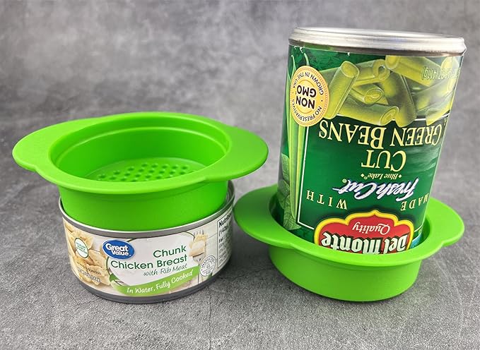 2 Pack - Can, Tuna, Colander Strainer, Food Grade Plastic, BPA-Free, Unibody Design, Dishwasher Safe, Fits Standard Size Cans