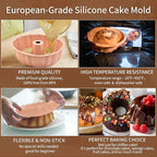 PADELE 2 Pack Silicone Cake Pan Nonstick,10 Inch, Silicone Cake Molds,Pound Cake Pan, Baking Cake Pan for Jello,Gelatin,Cake,Brownie and Bread（Red+Blue）
