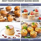 Socisen 2 Pack 6 Cups Jumbo Muffin Pan with Metal Reinforced Frame Silicone Molds Egg Bites Silicone Circle Cookie Molds Extra Large Muffin Tin Jumbo Tart Pans Baking Sheet Set for Sandwiches