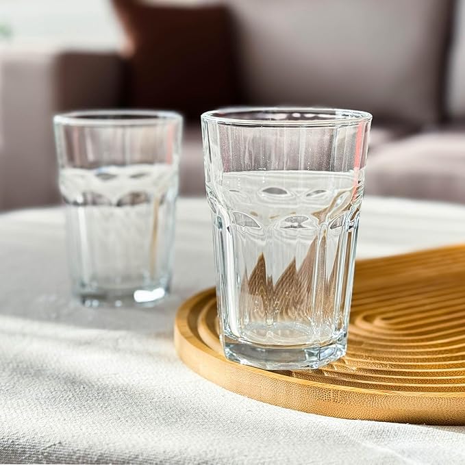Highball Drinking Glasses Set of 24, 12.5 oz Glass Tumbler - Water Glasses & Beer Glassware for Kitchen - Durable Drinkware Set for Juice, Soda, Iced Tea & Cocktails - Heavy Base, Dishwasher Safe