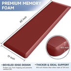 4/5 Inch Thick Kitchen Mat Anti Fatigue Mat Kitchen Rugs Kitchen Decor Non-Slip, Stain & Water Resistant, Kitchen Mats Desk Mat for Kitchen, Office, Workshop, Red, 17'' x 60''