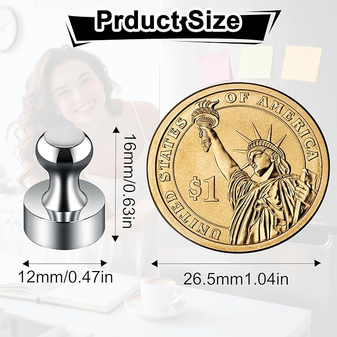 Tiergrade Metallic Magnets, Refrigerator Magnets, 48 Pack Magnetic Push Pins, Strong Fridge Magnets, Multi-use Whiteboard Magnets Perfect for Kitchen Office Classroom