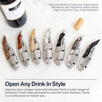 Hicoup Wine Opener - Professional Corkscrews for Wine Bottles w/Foil Cutter and Cap Remover - Manual Wine Key for Servers, Waiters, Bartenders and Home Use - Stainless Steel With Sandalwood