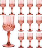 Plastic Wine Glasses, Plastic Goblets Vintage Style Cordial Unbreakable Drinking Glasses, Reusable Drinkware for Wedding Reception, Grand Event Party Supplies (12, Rose Gold)
