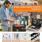 26-Piece BBQ Grill Accessories Set | Ultimate Grilling Tools for Men - Heavy Duty Stainless Steel BBQ Utensils Kit with Aluminum Case & Grill Brush for Dad (Stainless)