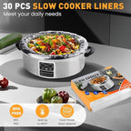 30 Pack Slow Cooker Liners, Large Size 13"x 21" Cooking Bags Disposable Pot Liners, Plastic Slow Cooker Bags Fits 3-8 Quarts, BPA Free, Suitable for Oval & Round Pot