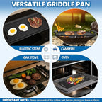 SafBbcue Cast Iron Pot, Griddle Pan Hot Plate, Pre-Seasoned, Grill for Stovetop, Oven, Grill & Campfire, Suitable for Outdoor Cooking Kitchen and Patio Backyard, 17 x 9 Inch