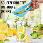Zulay Metal 2-In-1 Lemon Squeezer Manual - Sturdy, Max Extraction Hand Juicer Lemon Squeezer Gets Every Last Drop - Easy to Clean Manual Citrus Juicer - Easy-to-Use Lemon Juicer Squeezer - Blue/Yellow