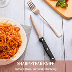 72 Pcs Rose Gold Silverware Set with Steak Knives Service for 12,Stainless Steel Flatware Set,Mirror Polished Cutlery Utensil Set, Kitchen Eating Tableware,Include Fork Knife Spoon Set,Dishwasher Safe