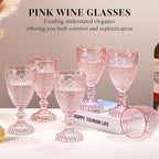 Colored Vintage Wine Glasses Set of 6 – 10.5 Ounces Colored Glass Water Goblets, drinking glasses for Mothers Day, Wedding, Holiday, or Fancy Glassware for everyday