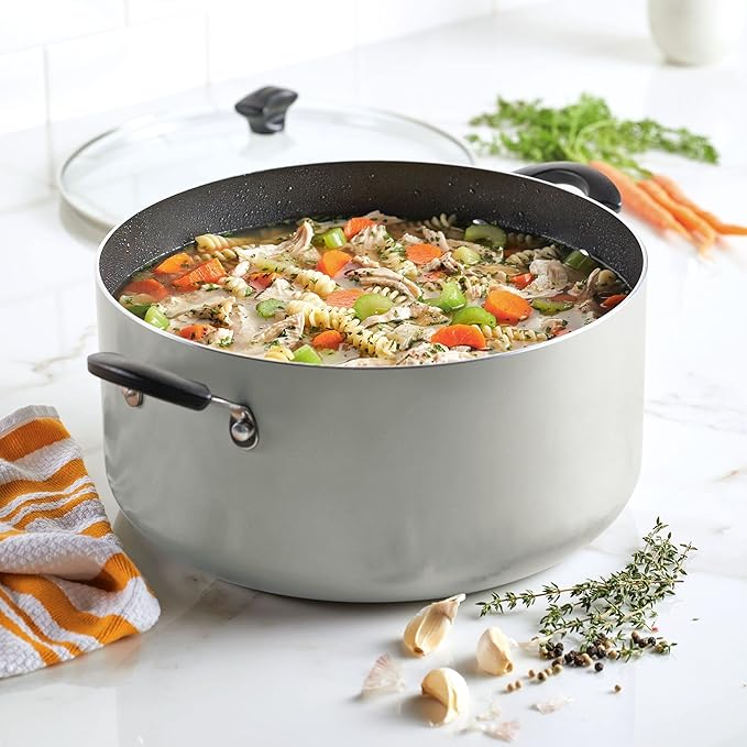 Farberware Cookware Nonstick Stockpot with Lid, 10.5 Quart, Silver