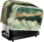 JEOCODY Teal Gold Marble Toaster Cover With Handle - 2 Slice Appliance Cover for Bread Maker, Kitchen Small Appliances, Universal Size Microwave Oven - Dustproof