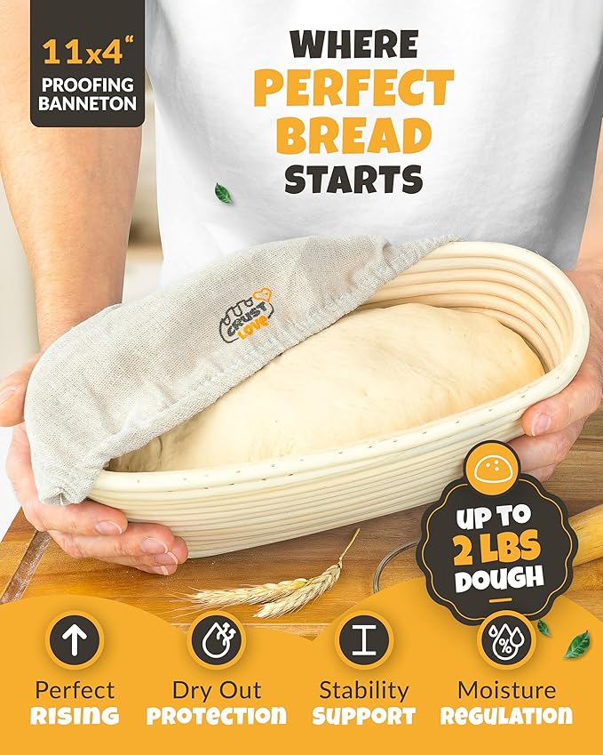 CRUSTLOVE Rectangular Cast Iron Dutch Oven for Bread Baking - incl. Sourdough Bread-Baking Supplies - 3.2QT Bread-Pan for Homemade-Bread, Sour dough Bread-Pans with Lid, Bread-Oven, Bread-Baking-Pan