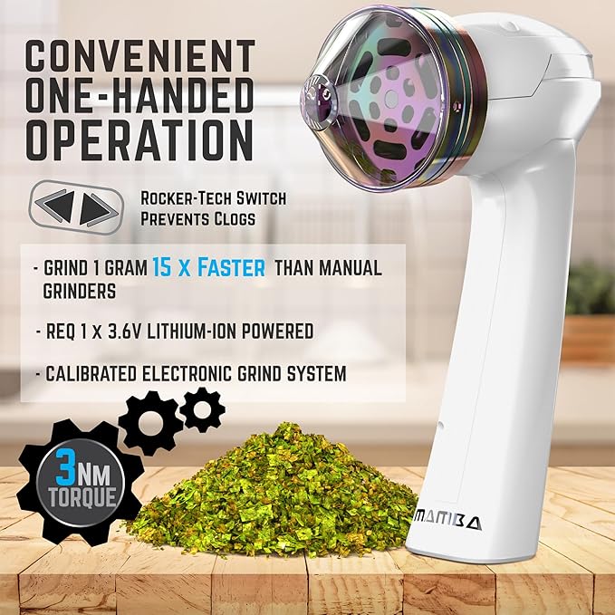 Mamba Grinder Electric Spice Grinders. Easy to Load One-Handed Use 1g USB Rechargeable Mill