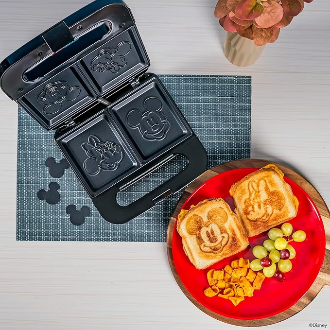 Uncanny Brands Disney Mickey and Minnie Mouse Sandwich Maker - Small Kitchen Appliance