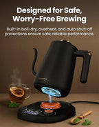 Vianté Electric Gooseneck Kettle with Precise Temperature Control. Pour Over Coffee & Tea Kettle. Boil-Dry Protection & Keep Warm Function. Stainless Steel, BPA-Free. Includes #2 Filters. 0.8L