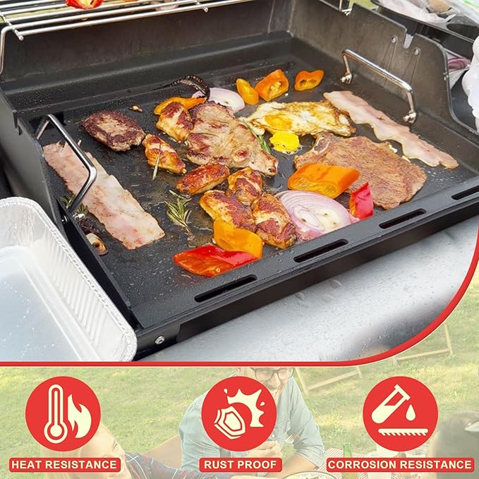 Spirit 200 Full Size Griddle Inserts for Weber GS4 Spirit II & I 200 Series 2-Burner E-210 E-220 S-220 S-210 S-215 Gas Grill Parts, Carbon Steel Flat Top Griddle Plate for Weber 7637 64815 Grate
