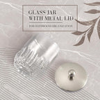 Glass Jar with Metal Lid for Bathroom Organization, Clear Apothecary Jar for Cotton Balls, Q Tips, and Small Accessories, Stylish Bathroom Storage Container Nickel