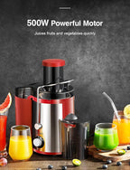 Juicer Machine, 800W Centrifugal Juicer Extractor with Wide Mouth 3” Feed Chute for Fruit Vegetable, Easy to Clean, Stainless Steel, BPA-free (Red)