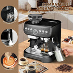 MIROX Espresso Machine 15 Bar, Coffee Maker With Milk Frother Steam Wand, Built-In Bean Grinder, Combo Cappuccino Machine with 70oz Removable Water Tank (ABS high-strength plastic shell)
