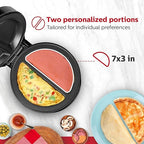 Holstein Housewares Stainless Steel 2 Section Omelet&Frittata Maker,Non Stick Coating,Easy To Clean,Indicator Lights,Compact Storage,Prepare Versatile Recipes in Minutes. 2 Portions,Black,(Pack of 6)
