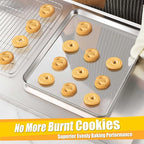 Homikit 1 Pack Baking Sheet, 16x12 Inch Stainless Steel Cookie Tray Set for Oven, Metal Jelly Roll Pan for Baking Cooking Toasting, Rustproof & Non Stick, Mirror Finish & Dishwasher Safe