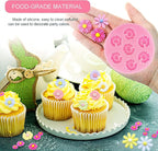 4Pcs Daisy Flower Silicone Molds Chrysanthemum Silicone Molds Small Flower Shapes Fondant Cake Chocolate Molds Polymer Clay Resin Mold for Cake Decoration Candy Ice Cube Soap Wax Making DIY Craft