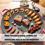 Indoor Smokeless Electric Griddle, Nonstick Round Tabletop Grill with Temperature Control, 1000W Fast Heating, Oil Drain Design for Steaks, Burgers, Pancakes, BBQ (36 cm/14 inch)