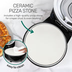 Homecraft Stone Baked Pizza Oven – 12in Woodfired Style Indoor Electric Countertop Pizza Maker – Ceramic Stone & Stainless Steel Peel – Variable Temp Control to 750°F – Homemade Pizza in Minutes-Black