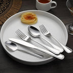 Amazon Basics Silverware Set, Stainless Steel Flatware, Dishwasher Safe, Service for 4, 20-Piece Forks and Spoons, Crown Edge, Everyday Use