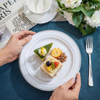NOCCUR 200PCS Silver Plastic Plates Disposable for 100 Guests - Include 100 Dinner / 100 Dessert Plates Heavy Duty - Ideal for Party/Wedding/Christmas