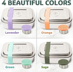 Everusely - Bento Box - Green, 47oz / 1.4 L - Large Stainless Steel Lunch Box with Leakproof Condiment Container - 3 Compartment Snack Organizer for On the Go Meals - Freezer & Dishwasher Safe