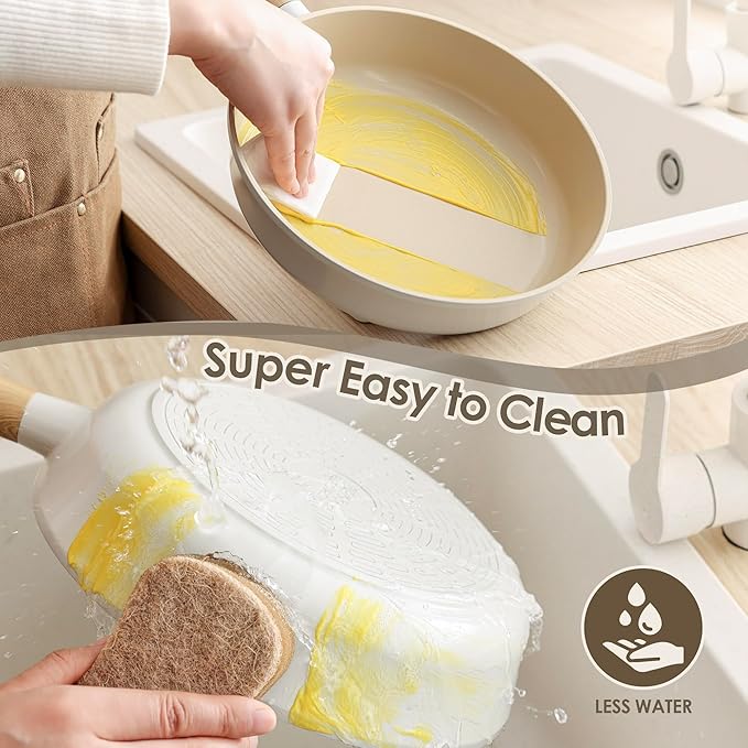 SENSARTE 14Pcs Ceramic Nonstick Cookware Set, Non-toxic Healthy Pots and Pans Set Ceramic Kitchen Frying Pans Set with Stay-cool Handle, PFAS/PTFE/PFOA Free, Dishwasher Safe, Induction Compatible