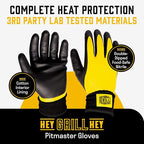Hey Grill Hey Pitmaster Gloves | BBQ Gloves | Heat Protection up to 500°F or 260°C | High Temp Resistance | Fireproof Glove for Grilling Smoking Barbecue | Washable Mitts | Waterproof | Size - XXL
