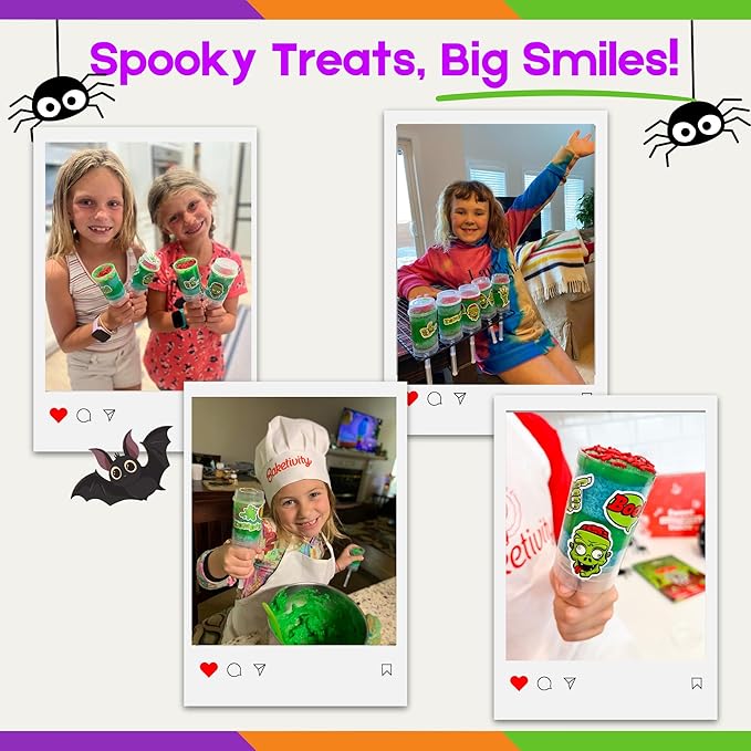 Zombie Push-Up Pops Baking Kit for Kids Halloween Baking Kit with Pre-Measured Ingredients Zombie Decorations & Step-by-Step Guide DIY Cake & Pudding Push-Up Pops Kit Fun Family Activity Party Gift