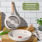 T-fal Revive Ceramic Nonstick Saute Frying Pan with Lid 6 Qt, Oven Safe to 350°F Cookware, Stay-Cool Handle Skillet, Ceramic Pots and Pans, Beige Granite