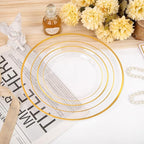 I00000 200 Pcs Clear Gold Plastic Plates - Disposable Party Plates, Gold Plate Disposable Include 100 Dinner Plate and 100 Dessert Plate, Plastic Plate for Party, Holiday, Wedding & Birthday
