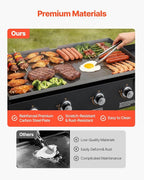 VEVOR Gas Griddle, 4-Burner Flat Top Grill, 36 inch Grill Plate Foldable Propane Griddle with Wheels, 60000 BTU Outdoor Flat Top Grills for Pan-Frying, Grilling, Stir-Frying, & BBQ, Pulse Ignition